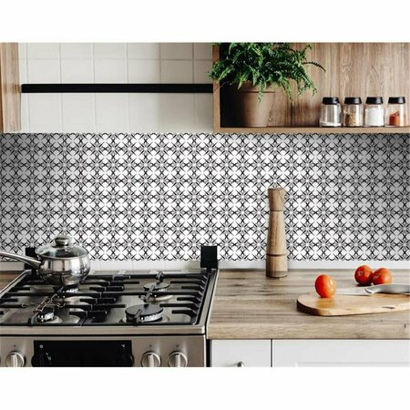 GFANCY FIXTURES 8 x 8 in. Black & White Quattra Peel & Stick Removable Tiles GF3097044